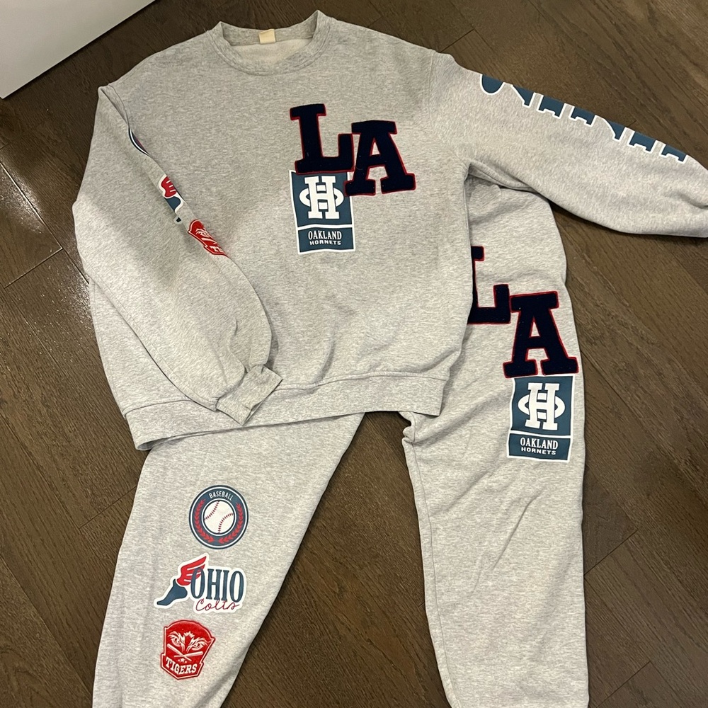 Gray LA patchwork tracksuit women’s